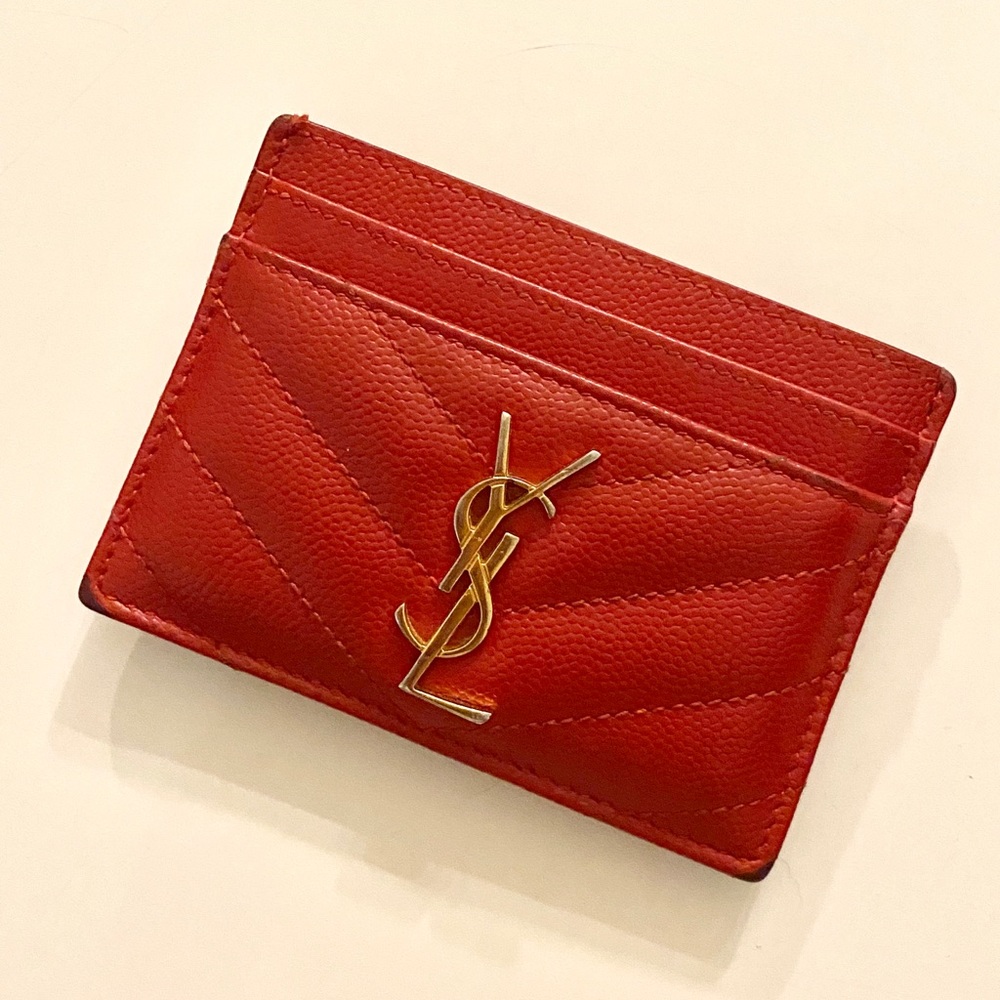 ***SOLD***Authentic red ysl card holder card case